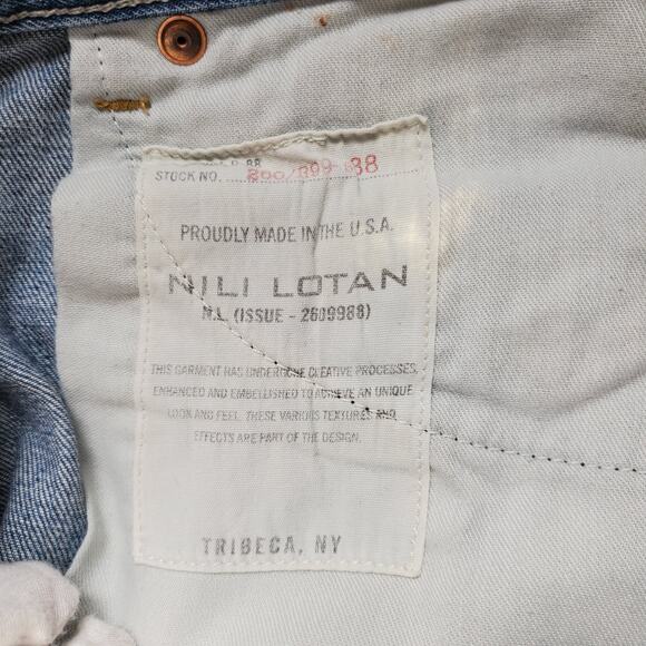 Nili Lotan Vianca Flare Leg Raw Hem Jeans Venice Wash Blue Denim USA Size 26 - Picture 8 of 11